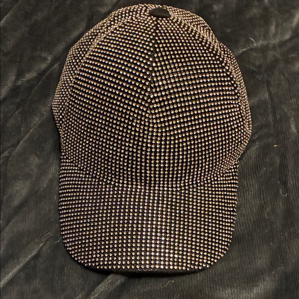 Stylish Black Rhinestone Cap